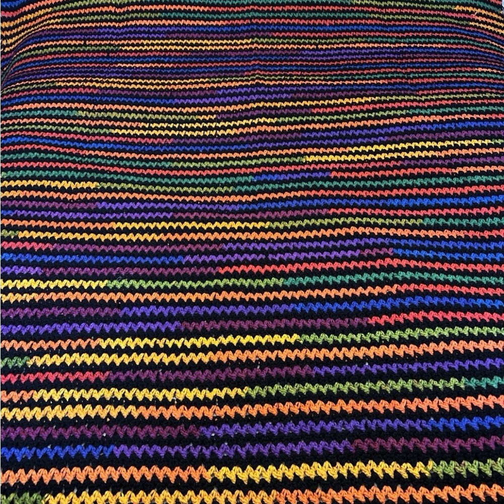 Multicolor Striped Heart Crochet Blanket